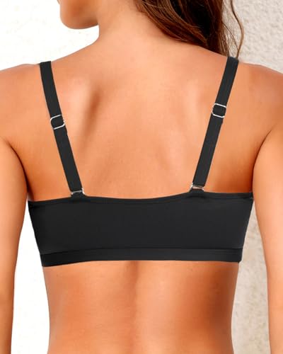 Tempt Me Women Bikini Tops Push Up Swim Top Front Tie Knot Bathing Suit Top Only2