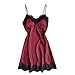 SLOPSS Women Comfy Lingerie Set Fashion Camisole Pajama Set with Robe Naughty Erotic Outfits Everyday Bra Gift for her Girls ghtwear Set U Wine Red