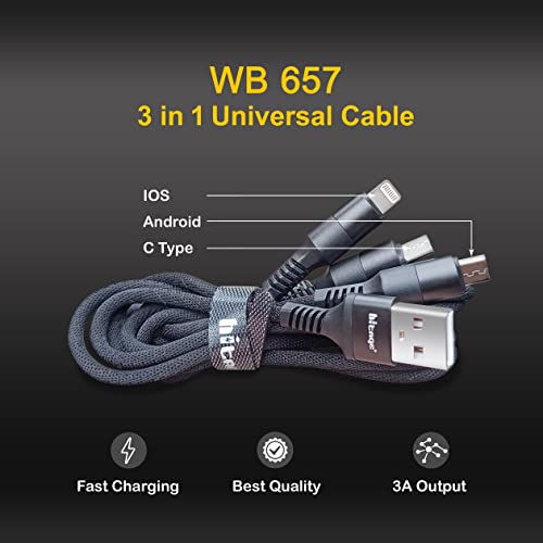 Image of Hitage WB657 3 in 1 Micro Data Cable Fast Charging Data Cable