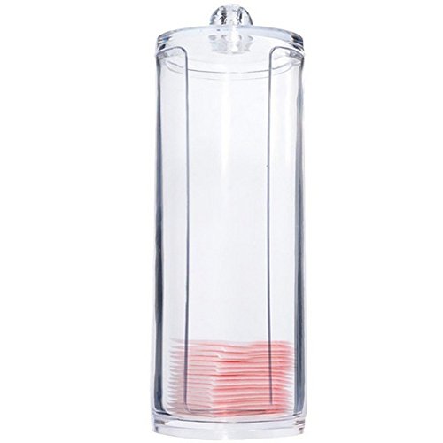 Chinatera Clear Acrylic Facial Beauty Makeup Cotton Pads Round Dispenser Container Holder with Lid
