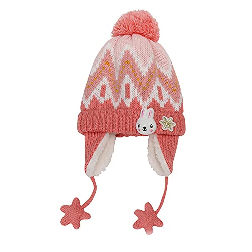 goldmiky Chaud Tricoté Bonnet écharpe Ensemble pour Enfants,Chapeaux en Polaire chaud Automne Hiver, Coupe-vent en Coton avec Cache-Oreilles, Convient aux Garçons de 2 à 16 Ans, Filles (Rose, L) Cover