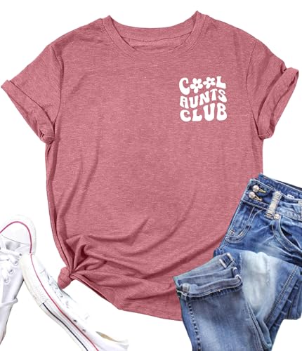 in My Auntie Era Shirt Women Auntie T Shirt Cute Bless Aunt Tops Tees Casual Short Sleeve Vacation Shirts Tops(Pink3, XX-Large)