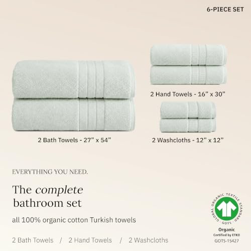 California Design Den Organic Cotton Towel & Washcloth Set of 6, Soft Sage - image 3
