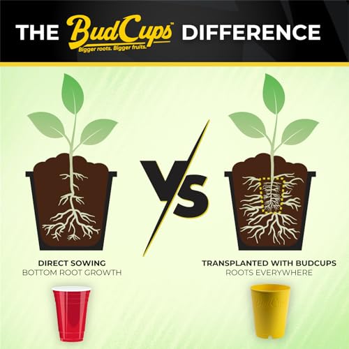 BudTrainer BudCups for Optimal Gardening | 4pk | 16oz Nursery Pots | Removable Bottom Plate for Easy & Shock-Free Transplant | Triple Drainage for Water Control to Prevent Root Rot | Durable, Reusable