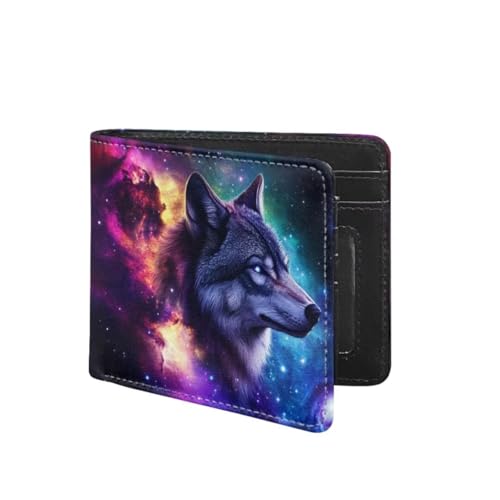 Image of Coldinair Stellar Galaxy Wallet for Teen Boys Kids Purse Wallets Wolf Leather Kids Boys Bifold Wallet for Children Teenager