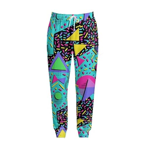 Generisch Pantalones de chándal unisex con estampado de los años 80 – coloridos pantalones de chándal con gráficos retro | Pantalones de ocio llamativos para fiestas temáticas y festivales, Style_d01 | Ya disponible en tu tienda friki favorita! En mundofriki.es!