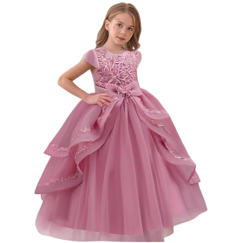 Vestido de princesa para desfile de niñas, fiesta de cumpleaños, boda, dama de honor, vestido formal de noche, vestido de graduación, vestido de carnaval, hot pink, 7-8 años