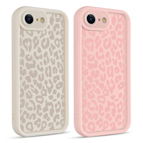 lioscre 2 Pack Cute Cheetah Print Phone Cases for iPhone 16e / 17e Case 6.1", Aesthetic Cool Leopard Pattern Design Cover Shockproof Soft TPU Camera Protective Funda for Women Girls, White and Pink