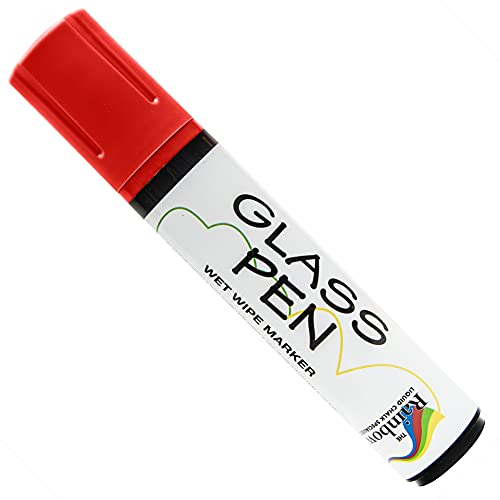 Glass Pen Liquid Paint Marker: Glass Writing Pens and Painting Markers with Washable, Erasable Ink - Windows, Mirrors, Signs - 15mm Wide Tip, Red