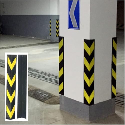 Protection d'angle en caoutchouc de garage noir et jaune 120 cm de long lot de 10