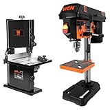 WEN 9-Inch Band Saw, 2.8-Amp Benchtop (BA3959) & 4208T 2.3-Amp 8-Inch 5-Speed Cast Iron Benchtop Drill Press