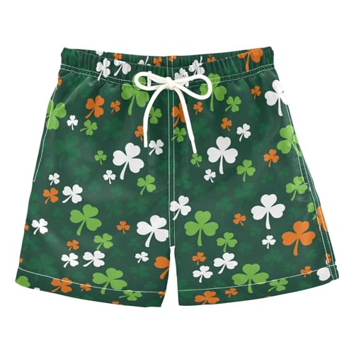 Boys Swim Trunks Quick Dry St Patricks Day Shamrock Beach Board Shorts with Mesh Lining Youth Swimwear 2-12T
