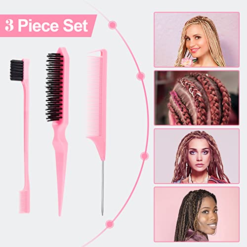 Sweet View Hair Brush Set, 3 Pcs Slick Back Hair Bristle Brush thumb #5