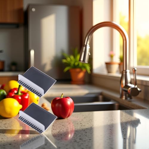 Image of 2 Pcs Black Kitchen Sink Squeegee Cleaner Countertop Brush Wiper Vegetable Cleaning Brush Wiper Home Kitchen Tool Fruit and Vegetable Cleaning Brushes Accessories Utensils and Gadgets