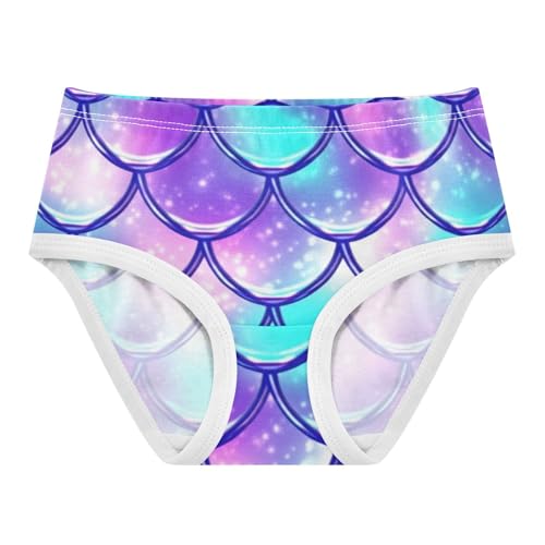 Girls Underwear Toddlers 2t Cotton Panties for Girl Personalized Briefs Girls Undies Iridescent Mermaid Purple Blue
