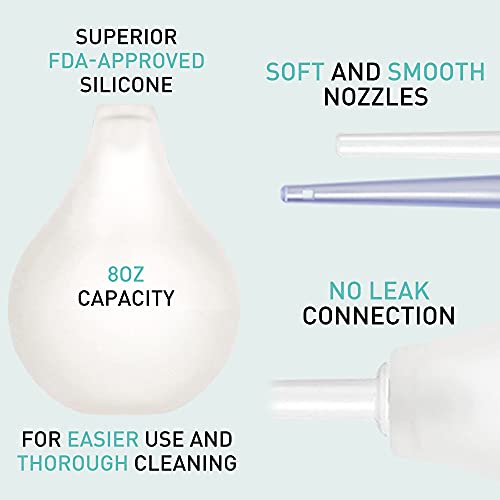 Image of TopQuaFocus 8oz Enema Kit - Anal and Vaginal Douche for Men, Flushing System with Silicone Bulb and 4 Replaceable Tips (Transparent)