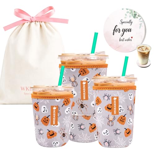 Image of WKIEASON Iced Coffee Sleeve Reusable Coffee Cup Sleeve Coolies 16-32oz