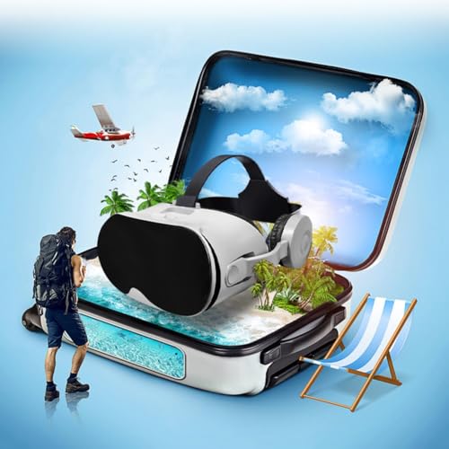 Casque VR pour téléphone, lunettes 3D de réalité virtuelle, casque pour smartphones de 5,5 à 6,7, pour iOS et pour Android, pour jeux et regarder des films (blanc)