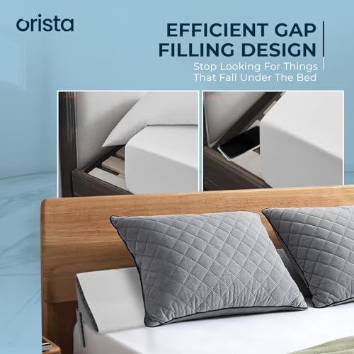 Image of Orista Memory Foam Bed Wedge Headboard Mattress Gap Pillow | Gap Filler 0-8 Inch Between Headboard and Mattress with Side Pockets| King Size 78 x 10 x 6 Inch | Skin Friendly Cover