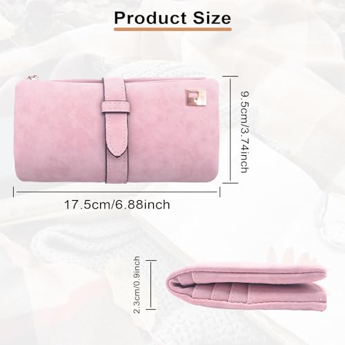 FuninCrea Womens Wallet, PU Leather Wallet Purse Bifold Wallets for Women with Buckle, Long Ladies Purses With Metal Zipper and Multiple Slots for Working, Travelling (brown)2