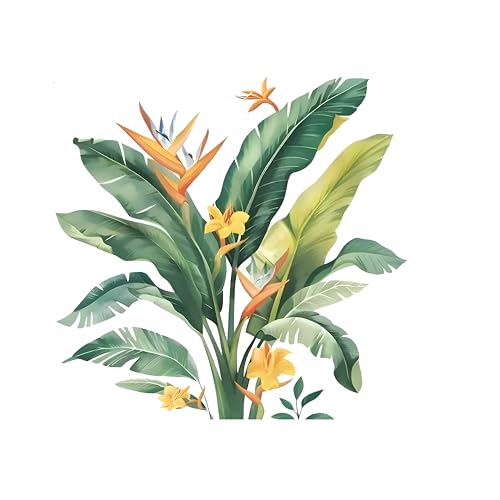 CREATIVE GRAPHICS Tropical Bird of Paradise Wall Decal, Large Green Palm Leaves Print, 78 x 76 cm