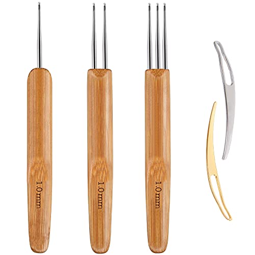 AUGSUN Dreadlock Crochet Hook Tool Braid Hair Dreadlocks Needle Interlocking Tool for Locs Weaving Crochet for Braid Craft Knitting Needles (1.0mm)