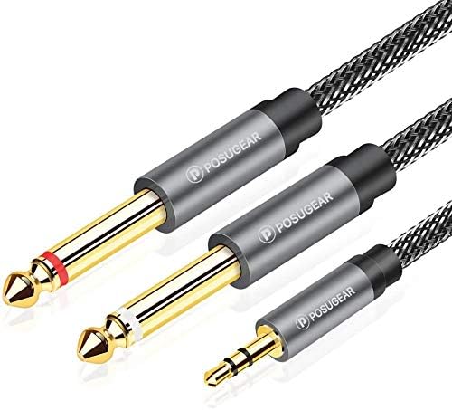 Cavo Jack Mono 3.5 a 6.3 1M, POSUGEAR Nylon intrecciato 3.5mm Maschio a  Doppio 6.35mm Maschio Audio Aux Cavo compatibile con Tablet, PC, Cuffie con  Altoparlante, Amplificatore : Amazon.it: Strumenti Musicali