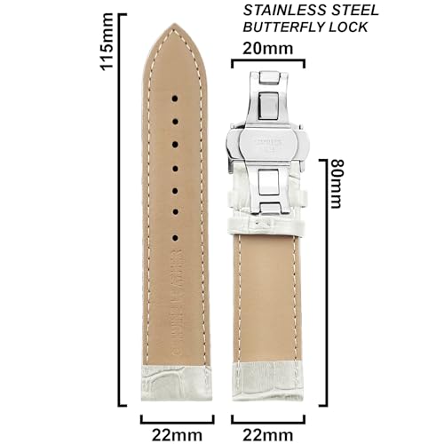 Image of DBLACK ''HOOK'' Leather Watch Strap with Butterfly Lock, Bamboo Design Pattern Full Padded Watch Belt / / For 18mm, 20mm, 22mm, or 24mm Watch Band (Choose Your Size & Color)