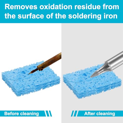 Image of uxcell Soldering Sponge 1.97 inch x 1.38 inch Rectangle Sponge Replacement Welding Soldering Iron Tip Cleaning Pads Soldering Iron Special High Temperature Sponge Blue 15pcs