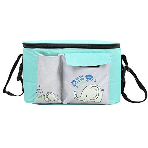 PBG- Multifunctional Large Capacity Baby Stroller Nappy Diaper Stroller Hanging Basket Travel Feeding Bottle Storage Organizer : Green