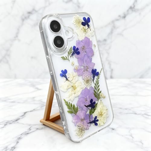 Coque antichoc iPhone 17 transparente transparente aux fleurs violettes