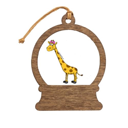 PrintedPerfection.com Personalized Giraffe - Female Wooden Snow Globe Shaped Christmas Ornament