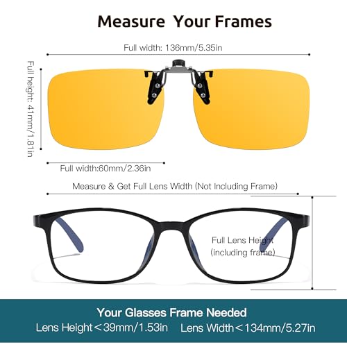 Image of VIEWBETTER Clip On Blue Light Blocking Glasses Over Prescription Glasses Reduce Eyestrain Metal Rimless Clips (Flip Up) V309