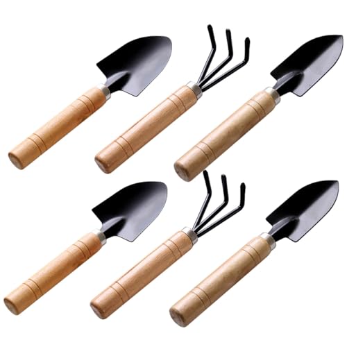 Set de 6 herramientas de jardín con mango de madera miniatura 1