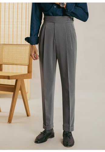 Mens Dress Pants Classic Gurkha Lightweight Pants Groomsmen Slacks Casual Work Trousers2