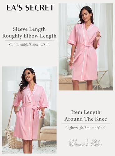 Image of EA'S SECRET Robes for Women Summer Lightweight Bathrobe Bamboo Short Kimono Robe Soft Spa Bath robe Sleepwear for Ladies