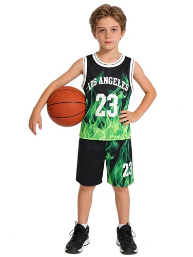 Image of Boys' Active Shorts Set 6 Pieces Athletic Jersey Tank Top and Basketball Shorts Set 4-12Y
