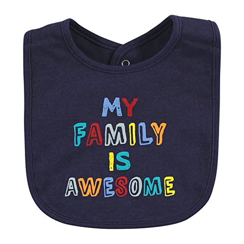 Image of Hudson Baby Unisex Baby Cotton Bibs, Boy Bold Family, One Size