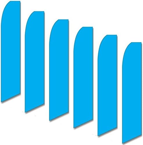 Six (6) Swooper Flags Light Blue Teal Solid Plain Color