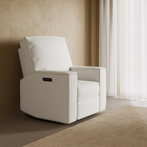 Image of Storkcraft Texas Nursery Power Recliner Swivel Glider, Ivory Basketweave