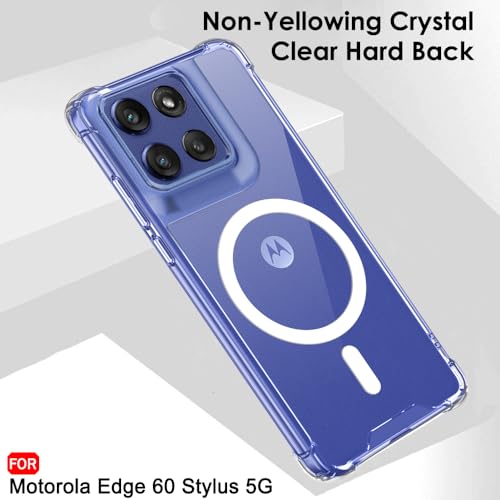 Image of TheGiftKart Shockproof Crystal Clear Back Cover Case for Motorola Moto Edge 60 Stylus 5G | 360 Protection | Hard Clear Back Cover for Moto Edge 60 Stylus (PC & TPU, MagSafe Compatible, Transparent)