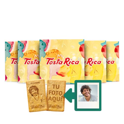 My TostaRica - Galletas Personalizadas para Eventos - Pack 5 unidades - Regalo para tus Celebraciones - Contiene 30 Galletas Personalizadas con tu Logo o Foto en cada estuche