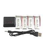 sea jump 4PCS 3.7V 520mAh Lithium Battery with 4 in 1 Charger for Hubsan X4 Plus H107P Remote Control Helicopter Aircraft Lithium Battery H107P-09