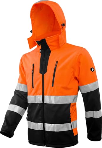 ACE Neon Veste de sécurité - Veste de sécurité softshell robuste avec réflecteurs et capuche...