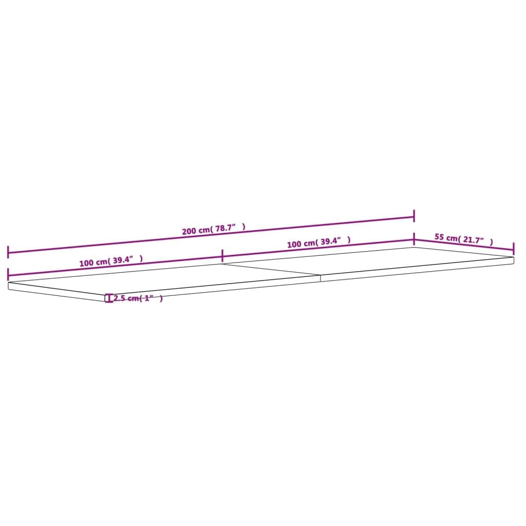 vidaXL Tablero de Banco de Trabajo, Encimera de Banco, Tablero de Mesa de Trabajo, Superficie de Escritorio, Madera Maciza de Haya 200X55X2,5 cm