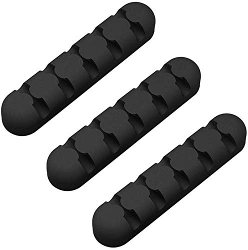 CYSKY Clips ordenados del cable de 5 canales Soporte del cable de alambre 3Pcs Organizador de cables y administración de cables para cables sucios y accesorios de carga (Negro)