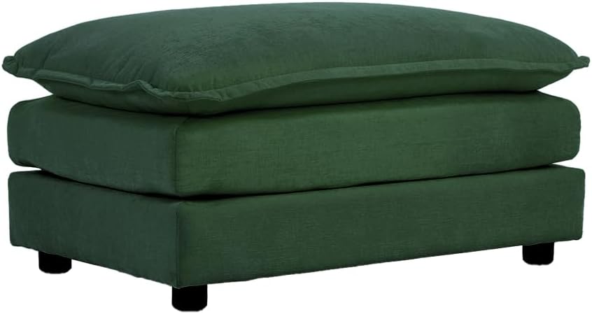 Chenille Ottoman Footrest for 2, 3, and 4 Seater Sofas, Green (Green + Chenille + 1 Seat-1)