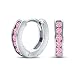Simulated Pink Topaz CZ Sterling Silver Huggie Hoop Earrings