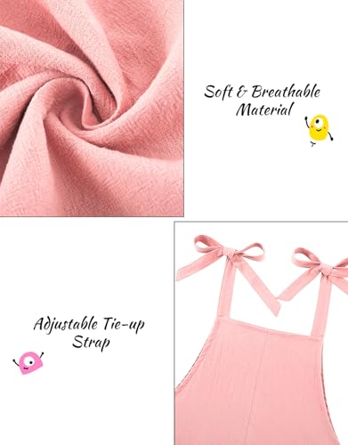 Image of Girls Romper Sleeveless Adjustable Tie-Up Strap Short Jumpsuits Summer Clothes with Pocket 5-12 years