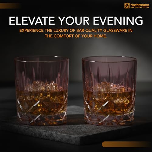 Image of Nachtmann Noblesse Collection 4 inch Whiskey Tumbler, Made of Fine Crystal Glass, Glass for Bourbon, Whiskey, & Other Beverages, 10.4-Ounces, Dishwasher Safe, Set of 2 (Berry)